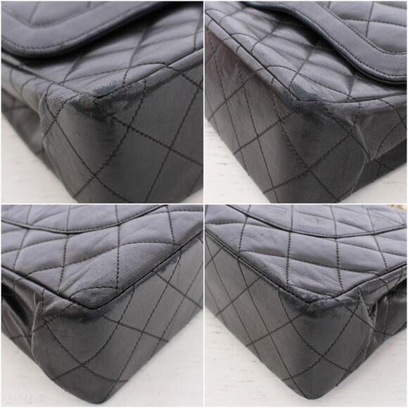 Chanel Paris Limited Two Tone Double Flap Black Lambskin Leather Shoulder A5106 - Picture 6 of 12